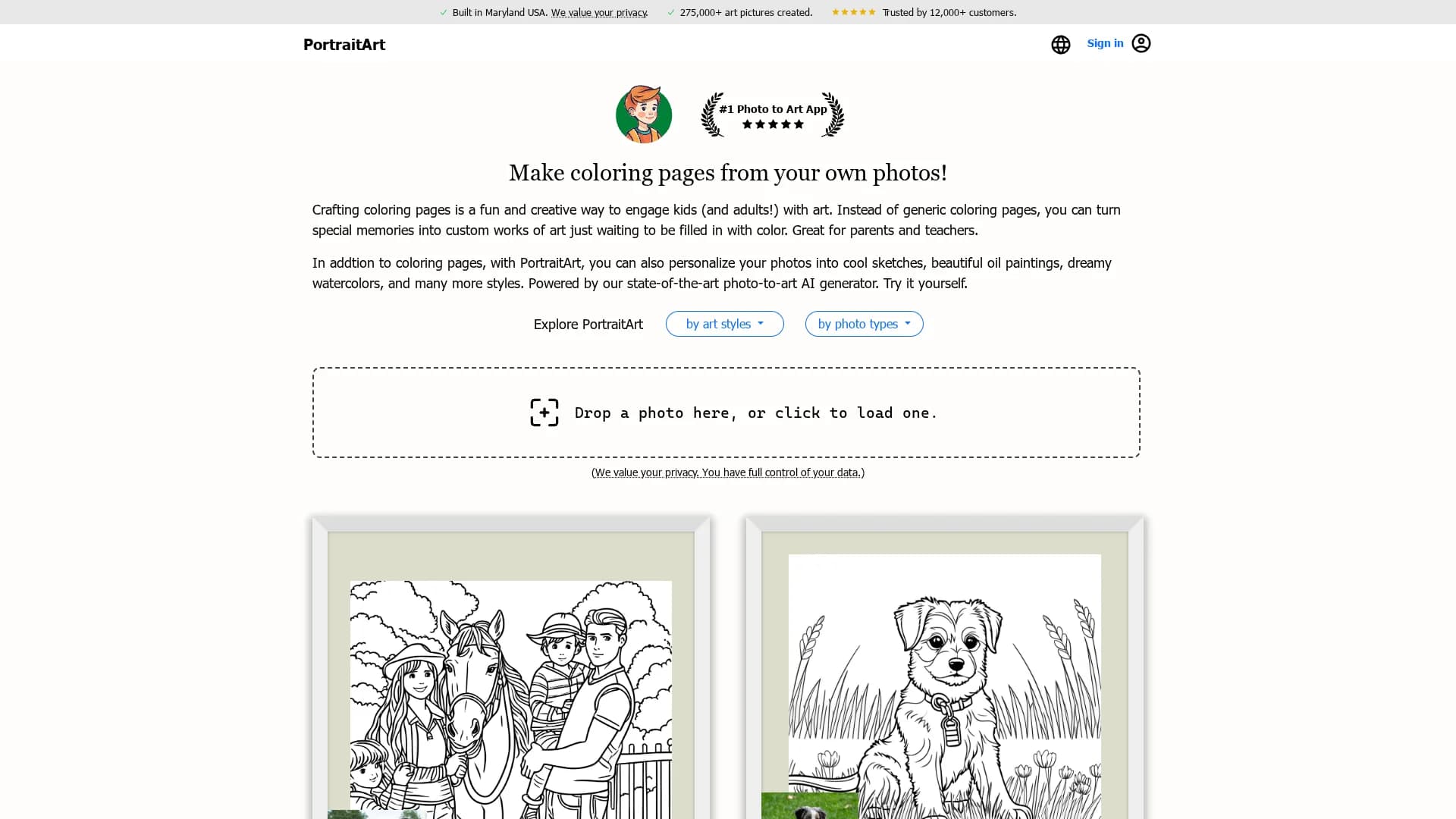 portraitart homepage