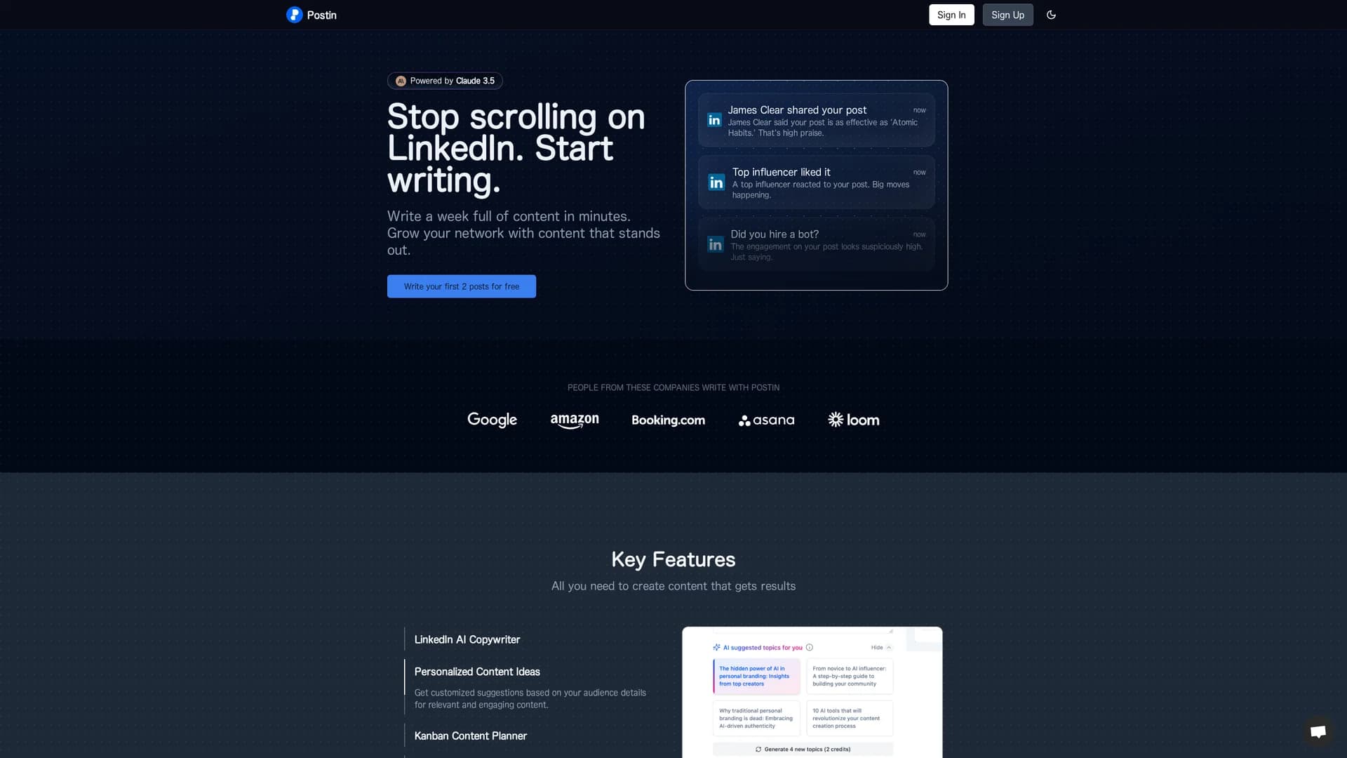postin-ai homepage