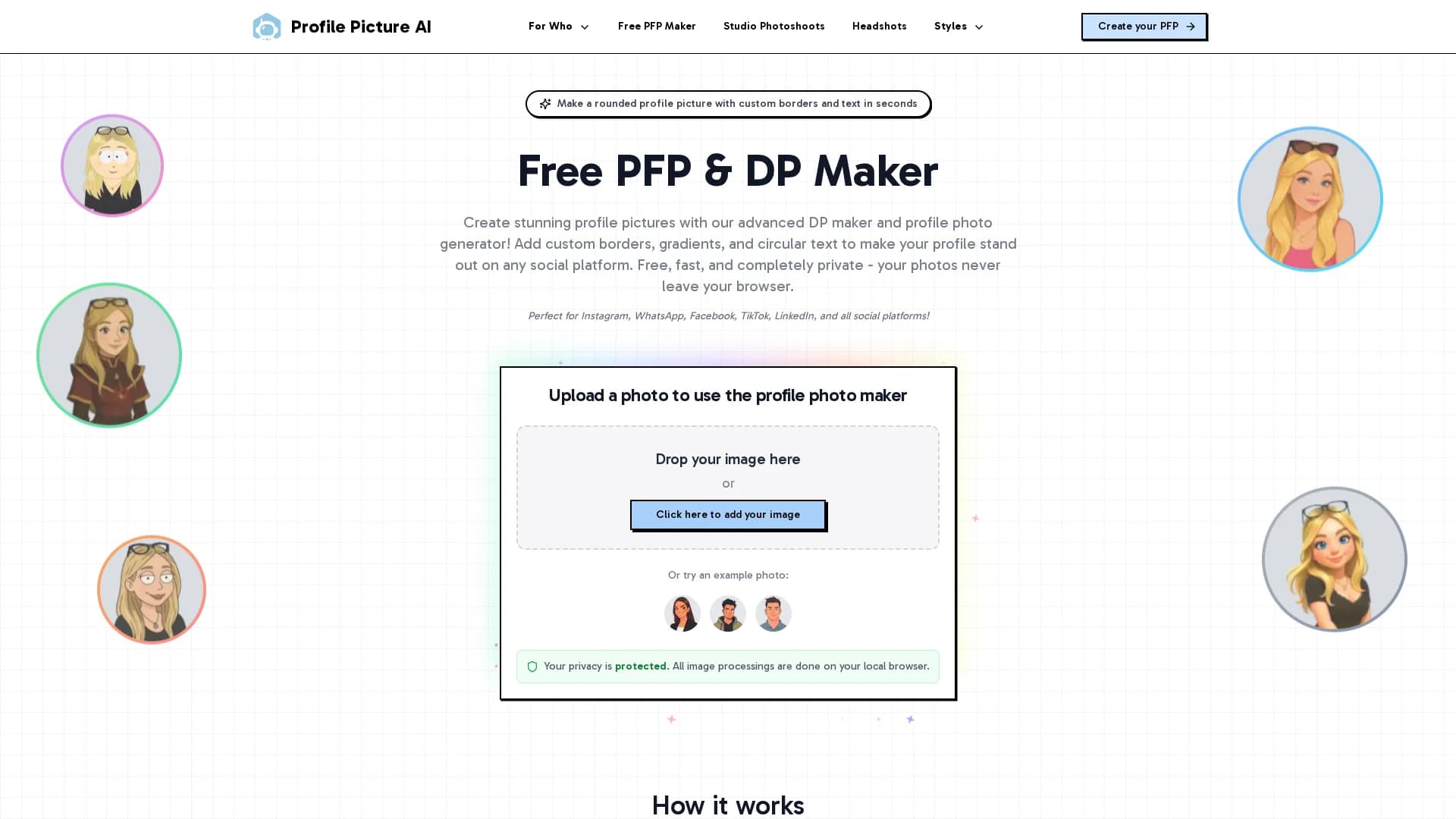 profilepicturemaker-com homepage