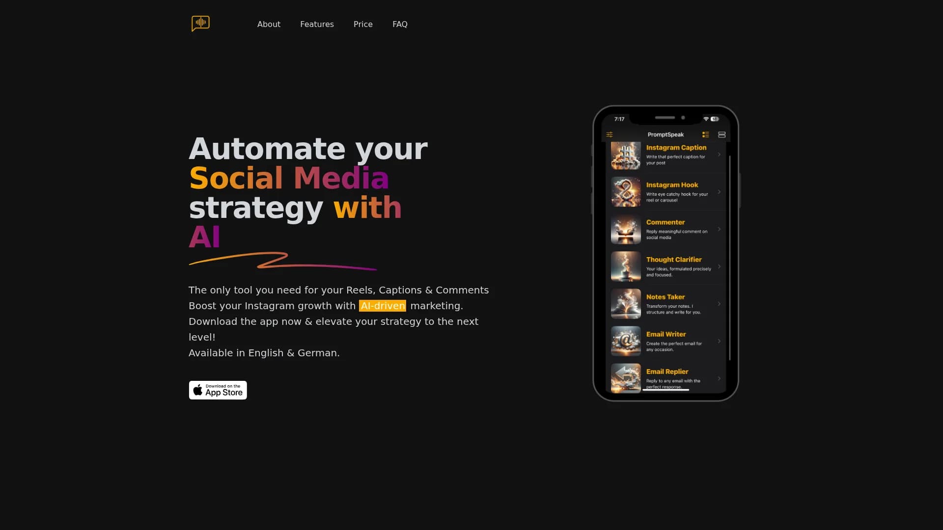 prompt-speak homepage
