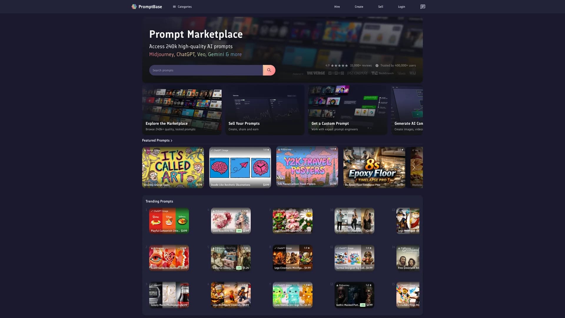 promptbase homepage