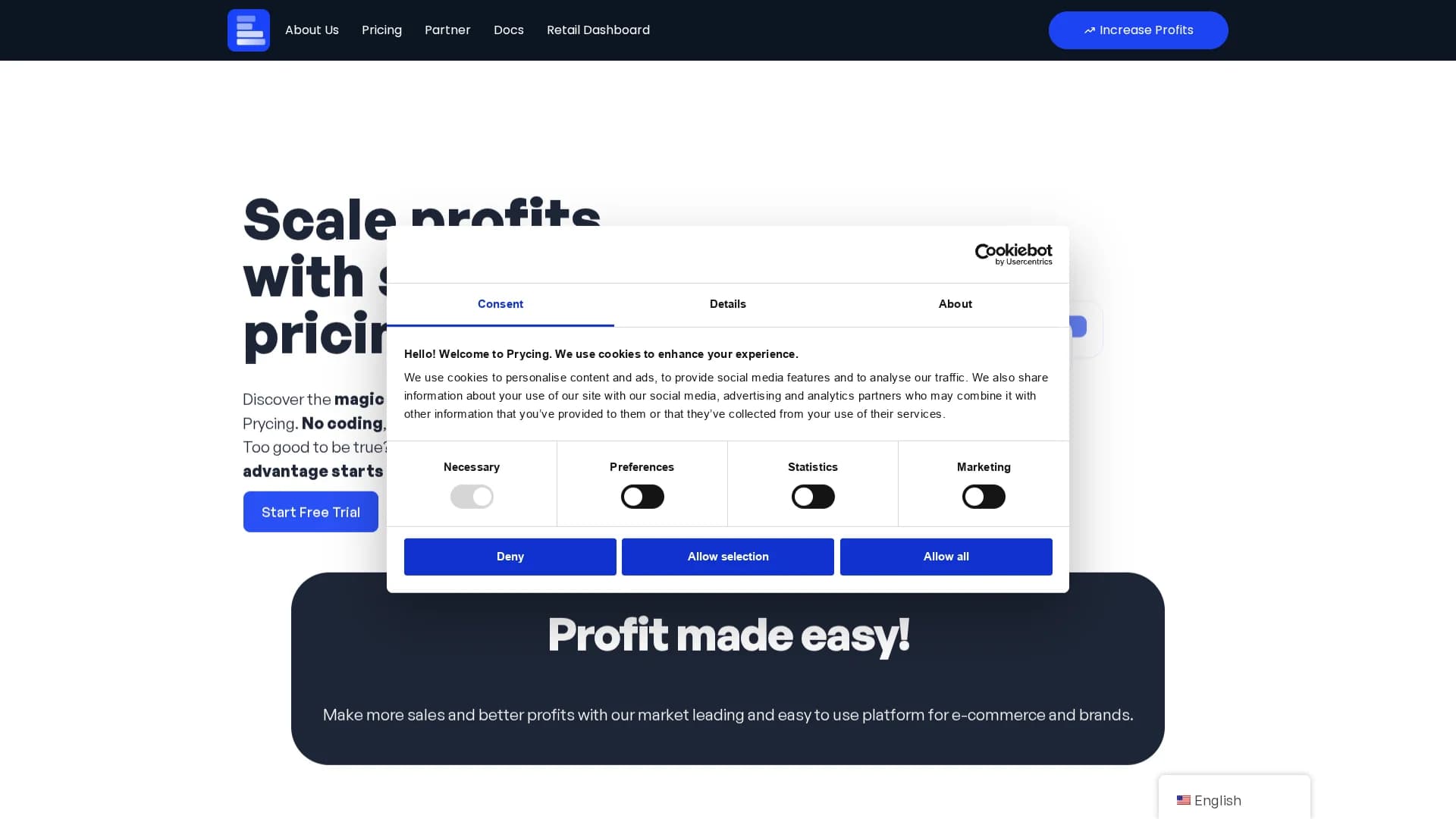 prycing homepage