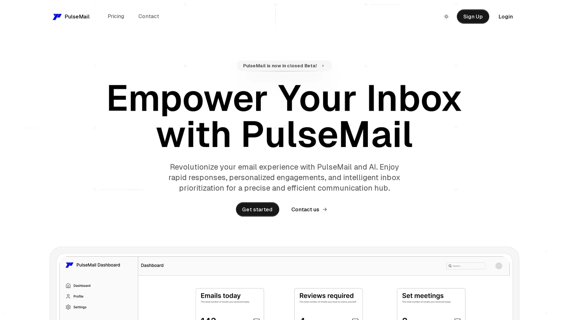 pulsemail homepage