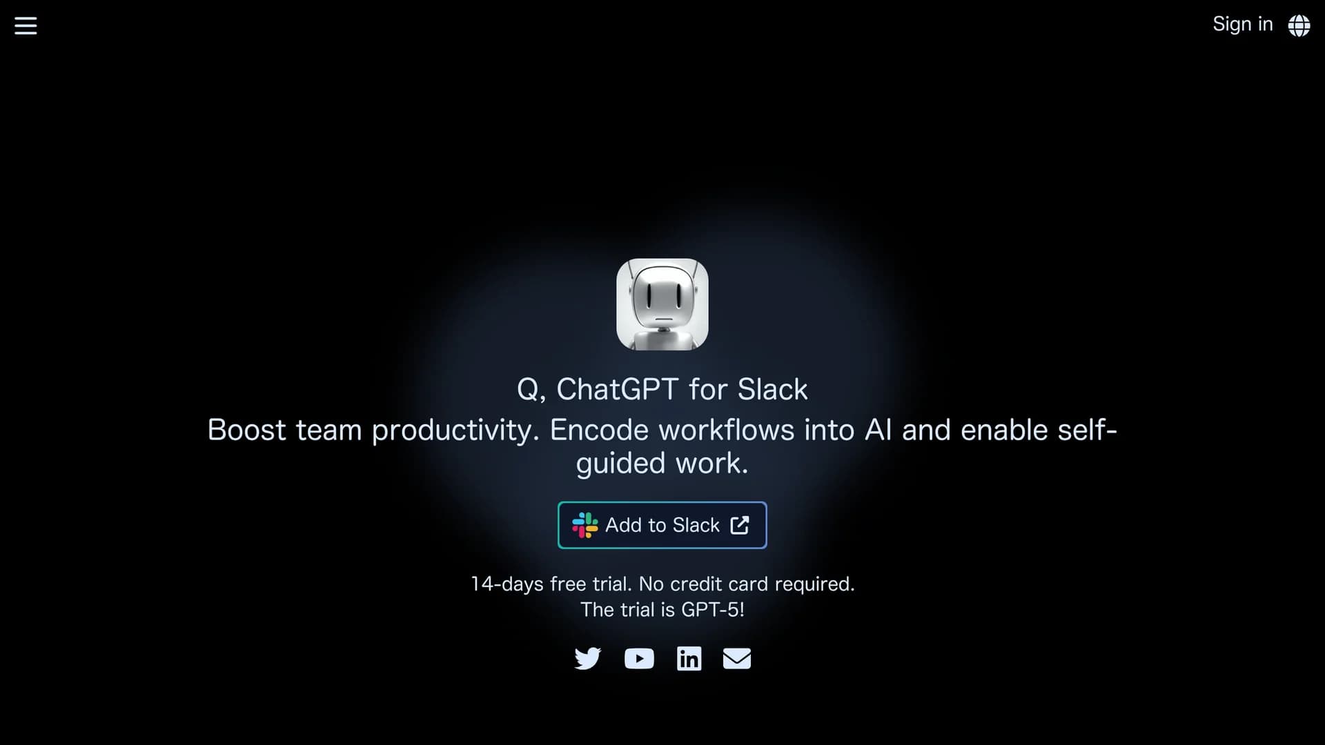 q-slack-chatbot homepage