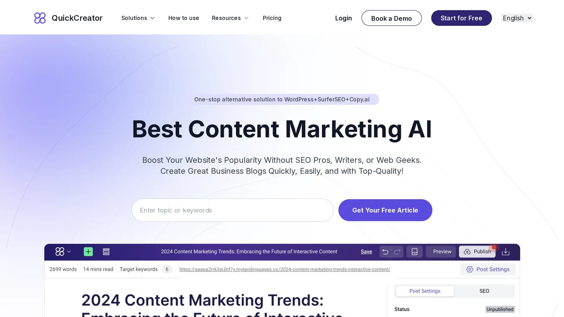 quick-creator homepage