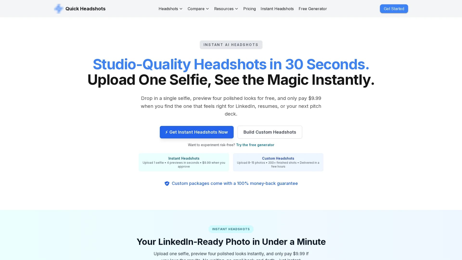 quickheadshots homepage
