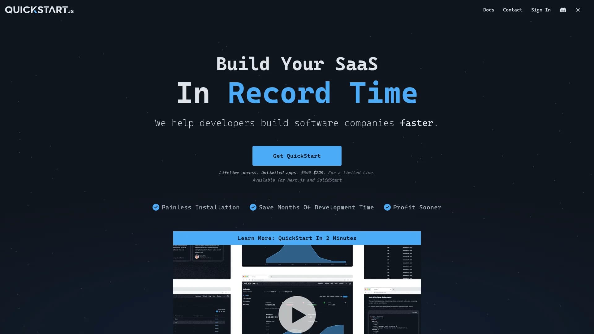 quickstart homepage