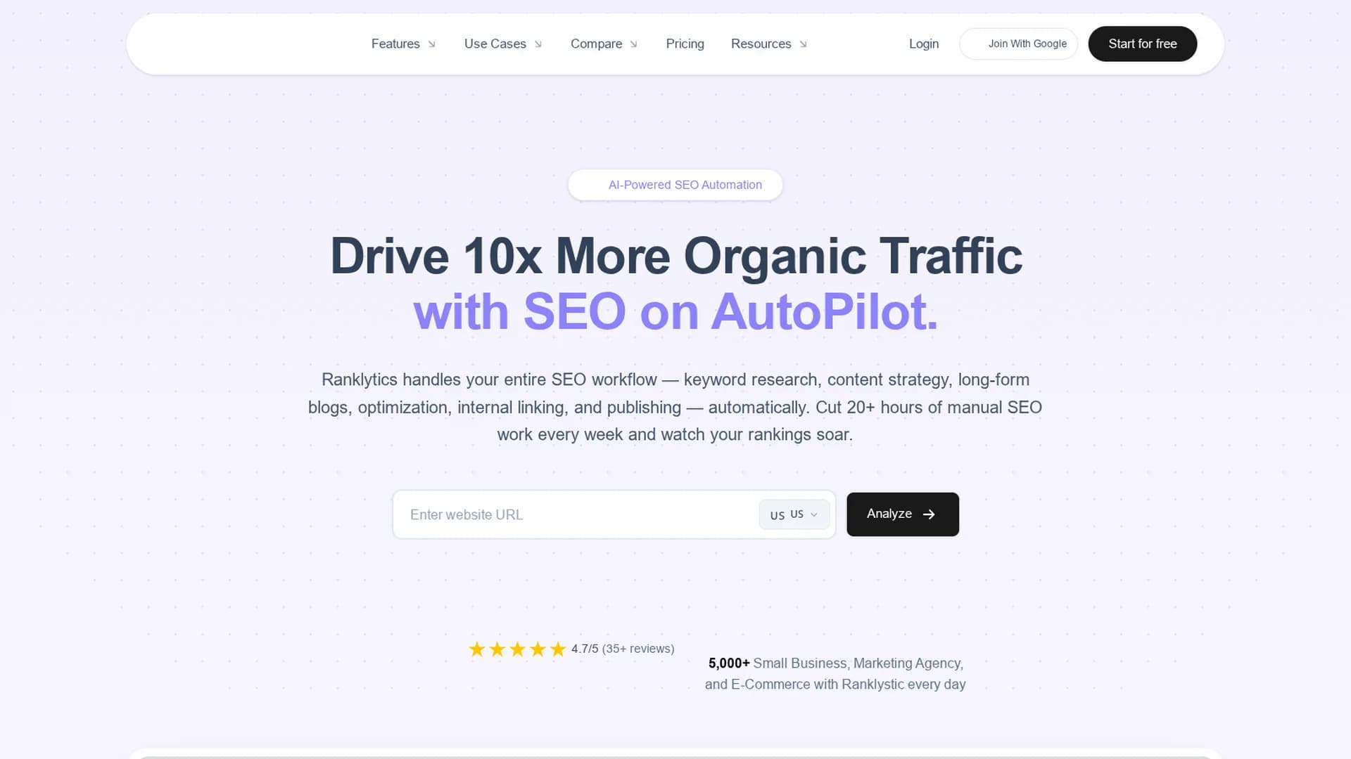 ranklytics homepage