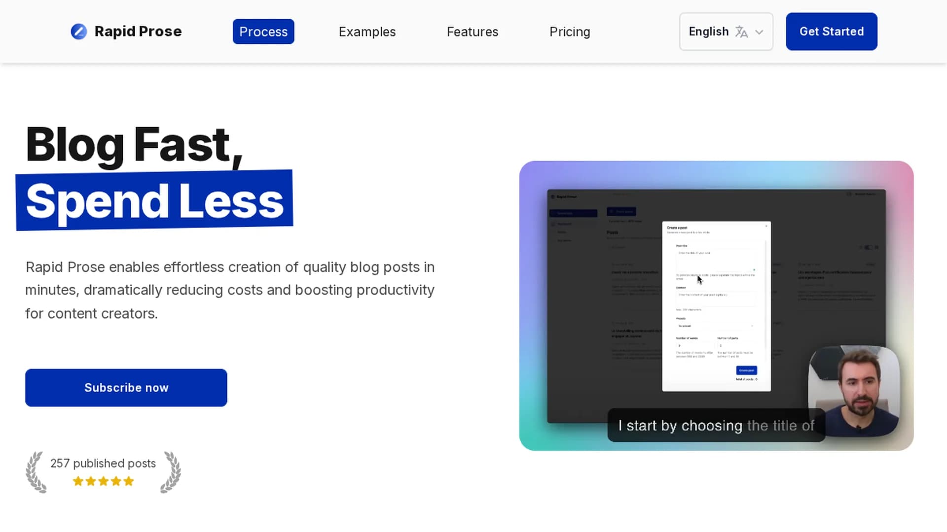 rapid-prose homepage