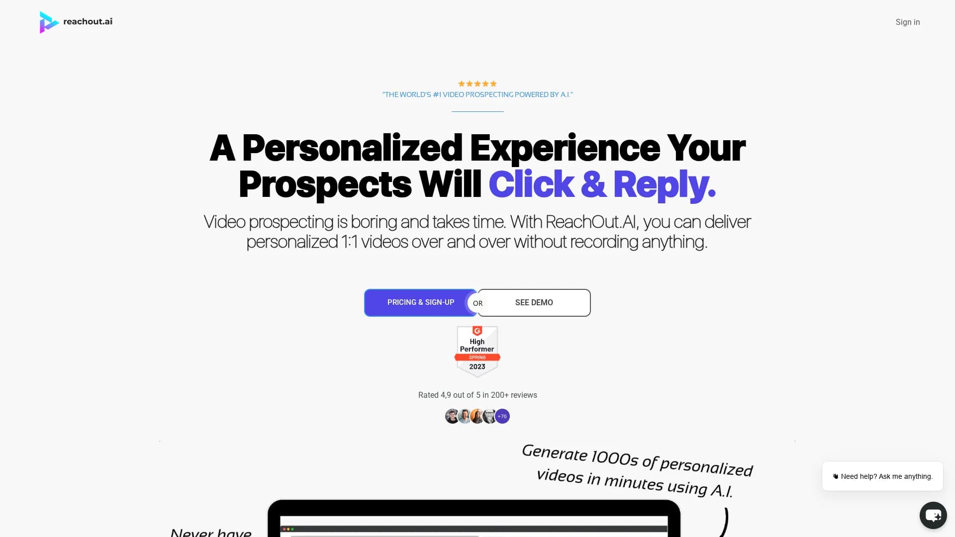 reachout-ai homepage