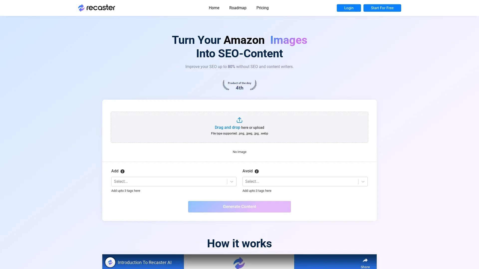 recaster-ai homepage