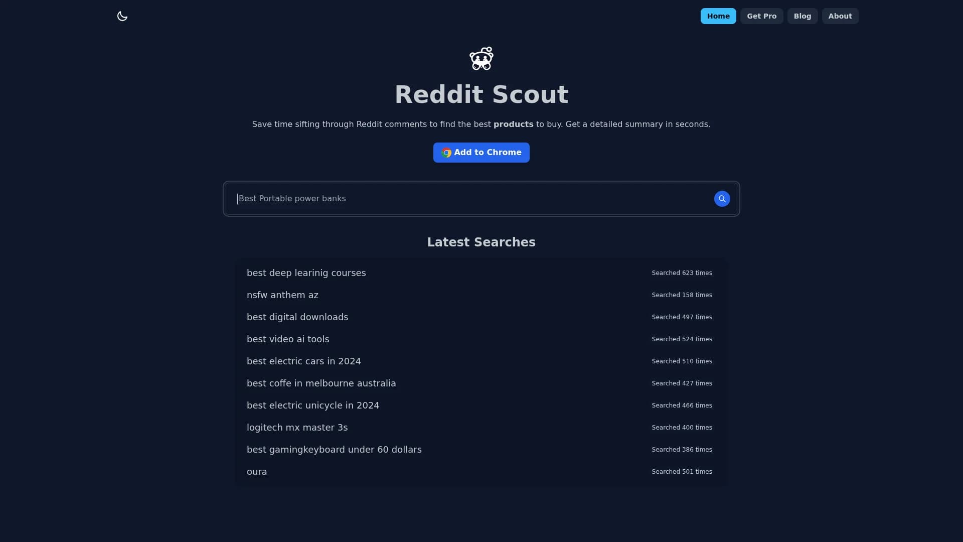 reddit-scout homepage