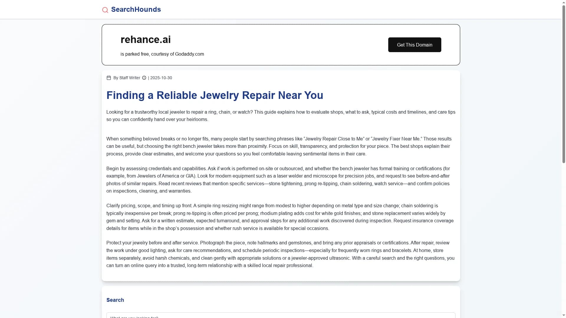 rehance homepage