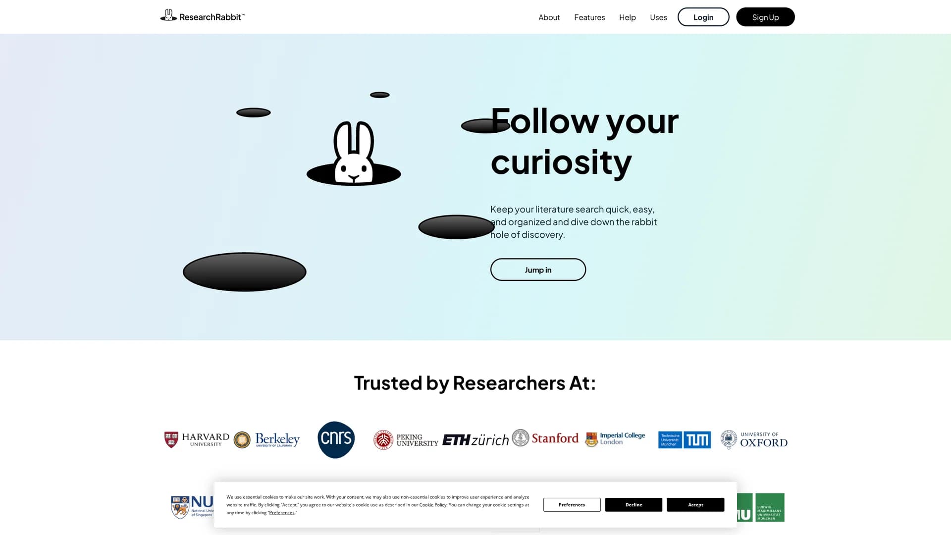 researchrabbit homepage