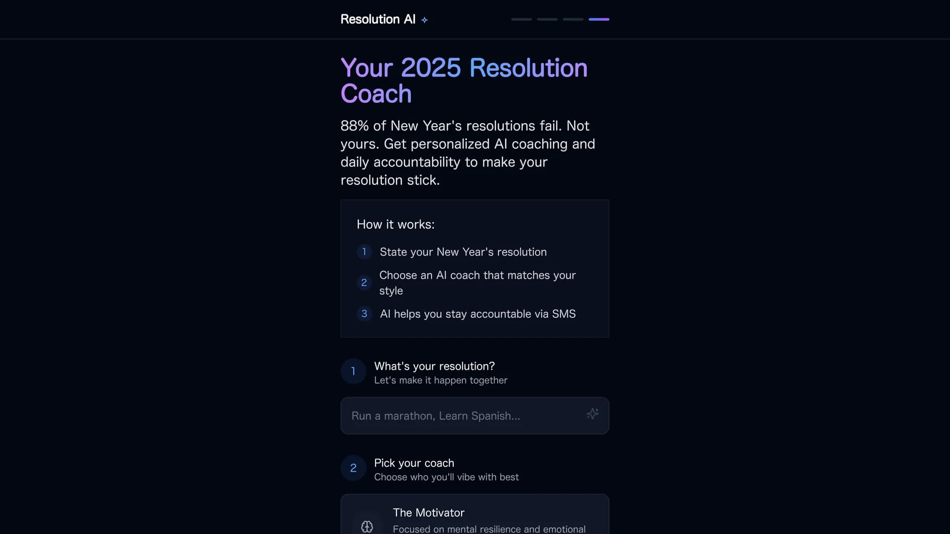 resolution-coach homepage