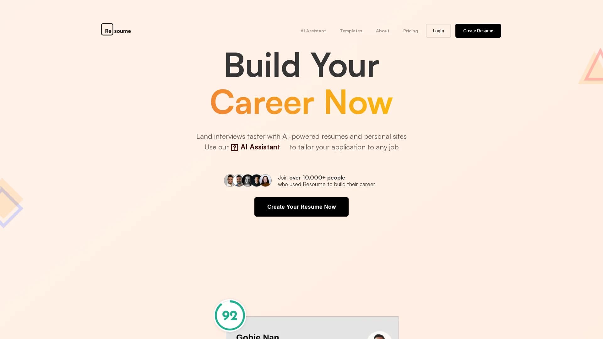 resoume homepage