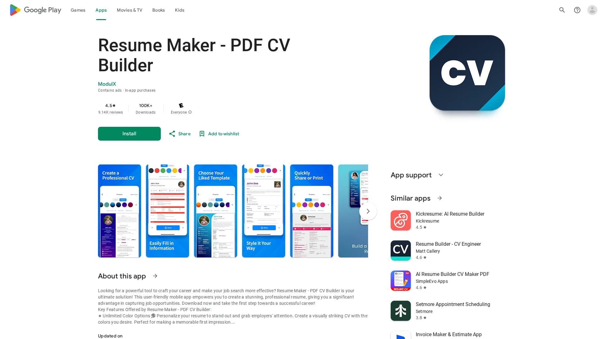 resume-builder-pdf-cv-maker homepage