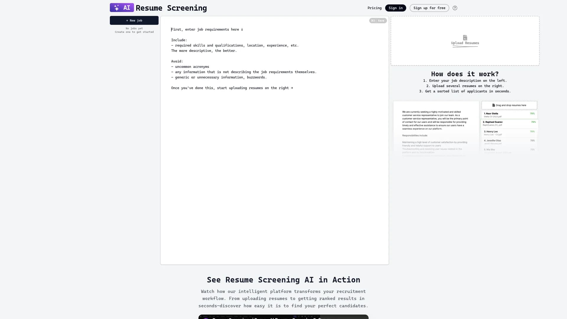 resume-screening-ai homepage
