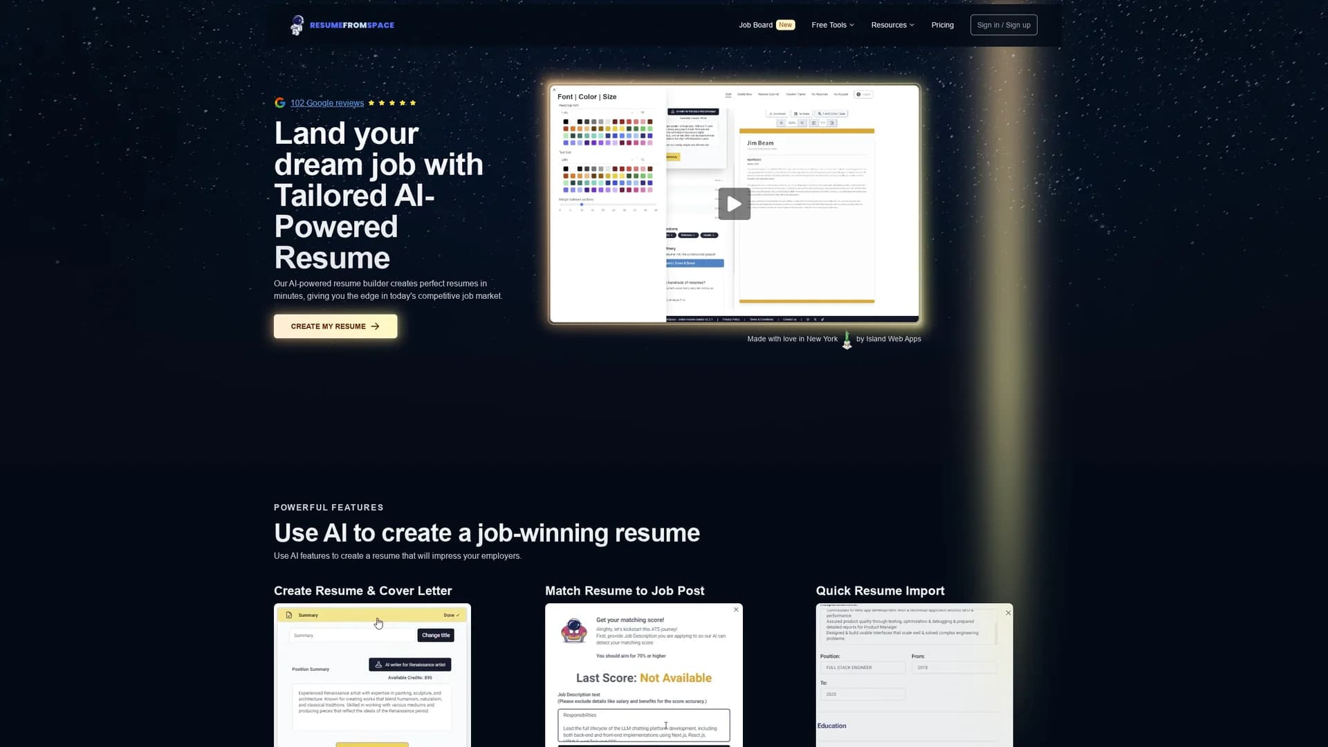 resumefromspace homepage