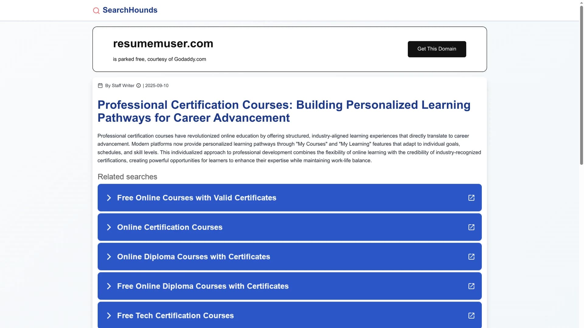resumemuser homepage