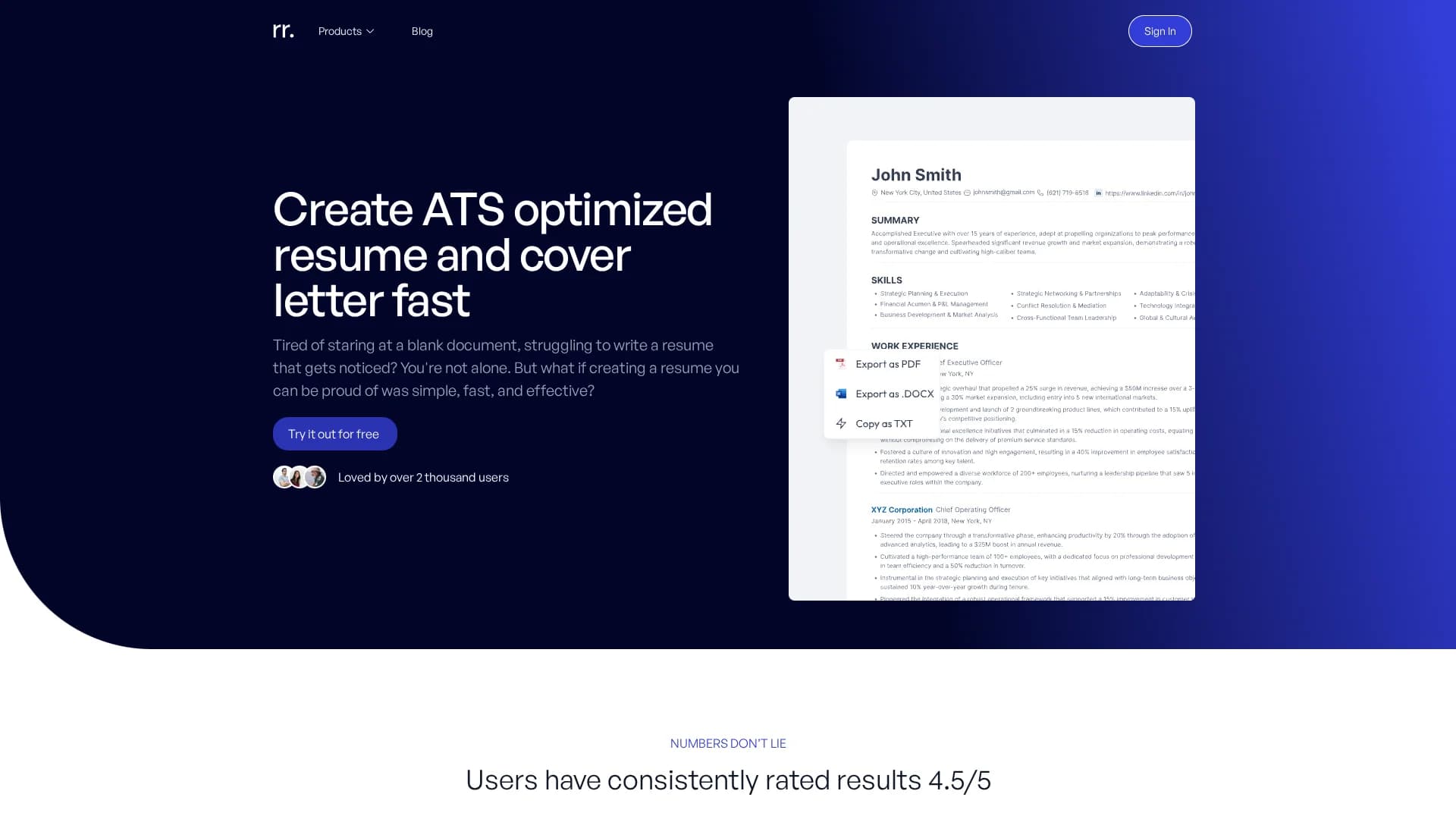 resumeranker homepage