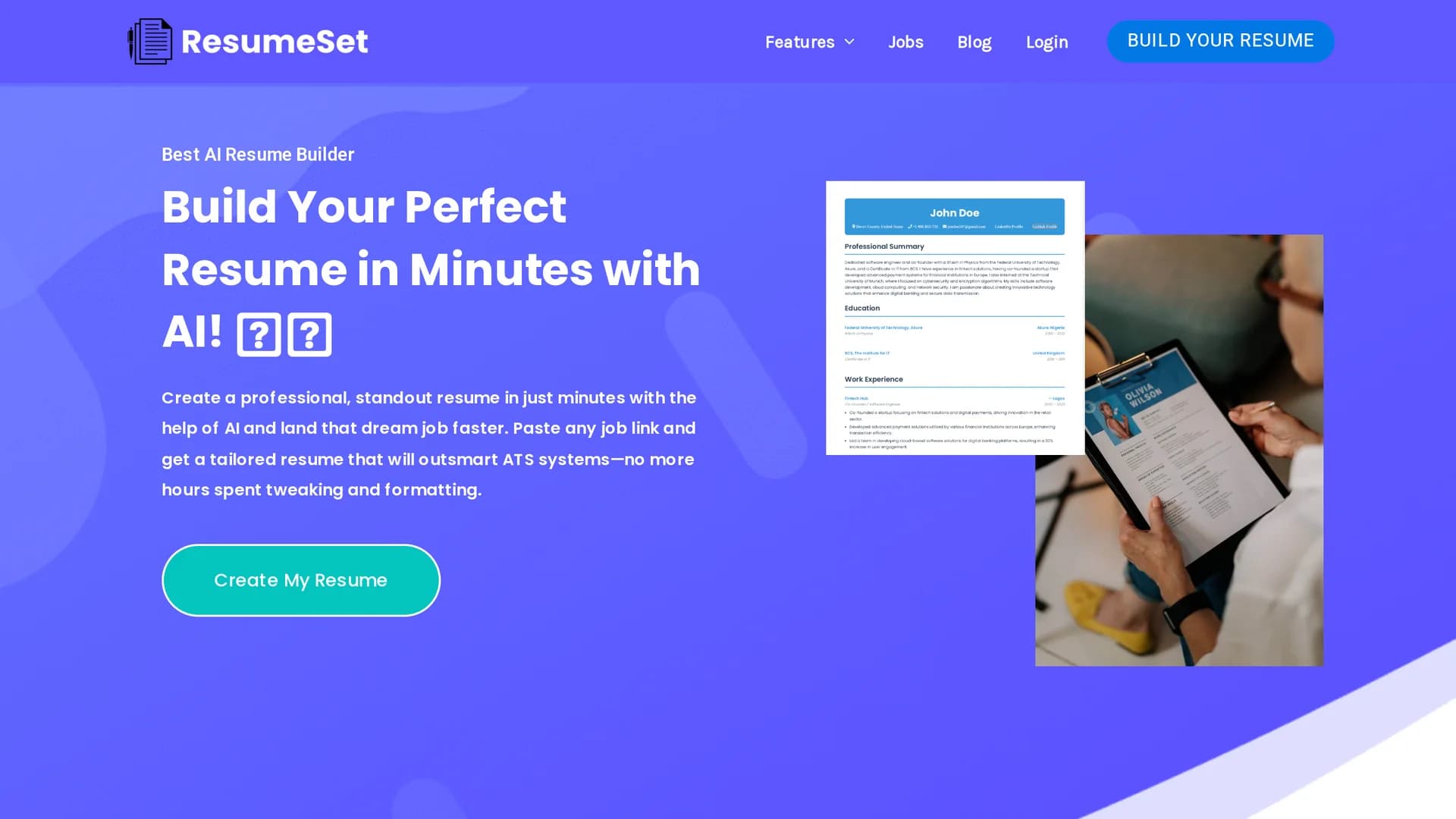 resumeset homepage