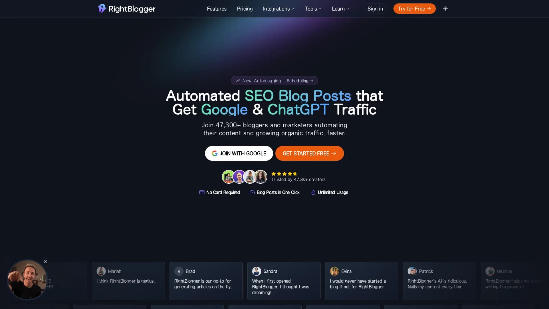 right-blogger homepage