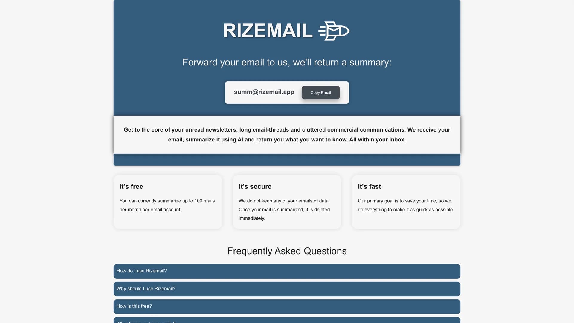 rizemail-app homepage