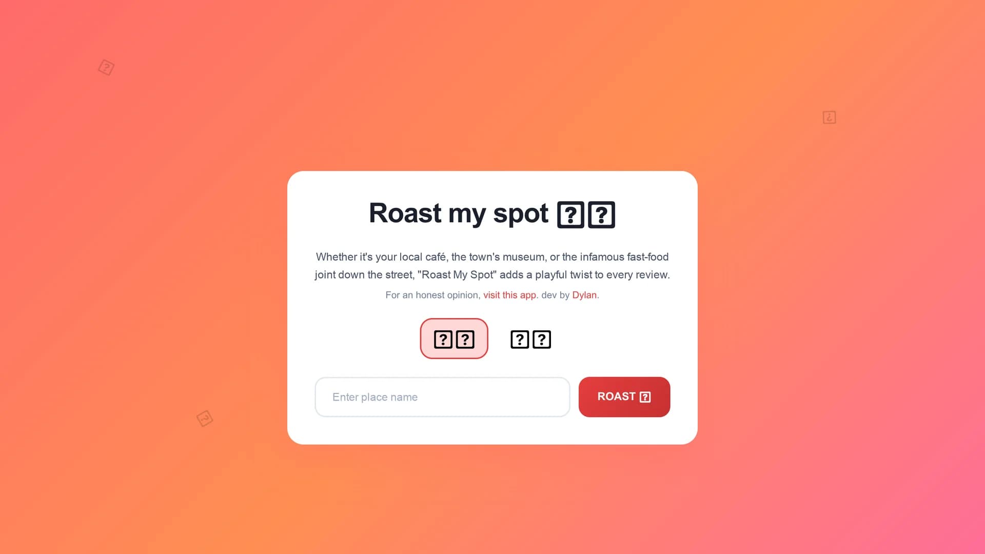 roast-my-spot homepage