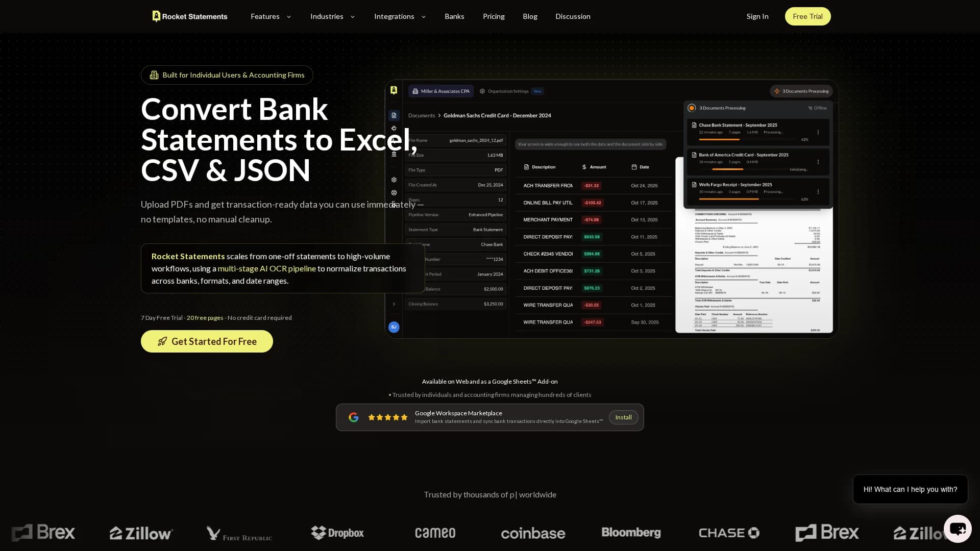 rocket-statements homepage
