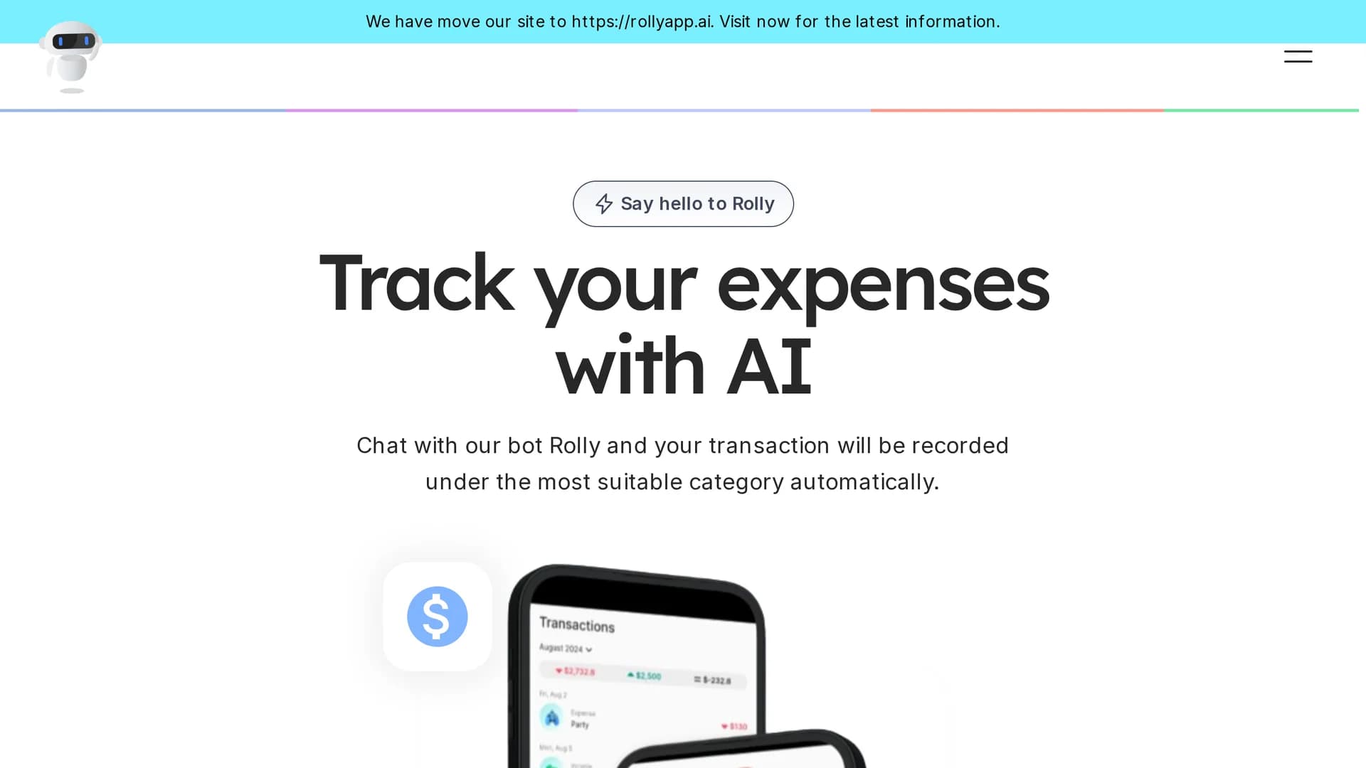 rolly-ai-money-tracker homepage