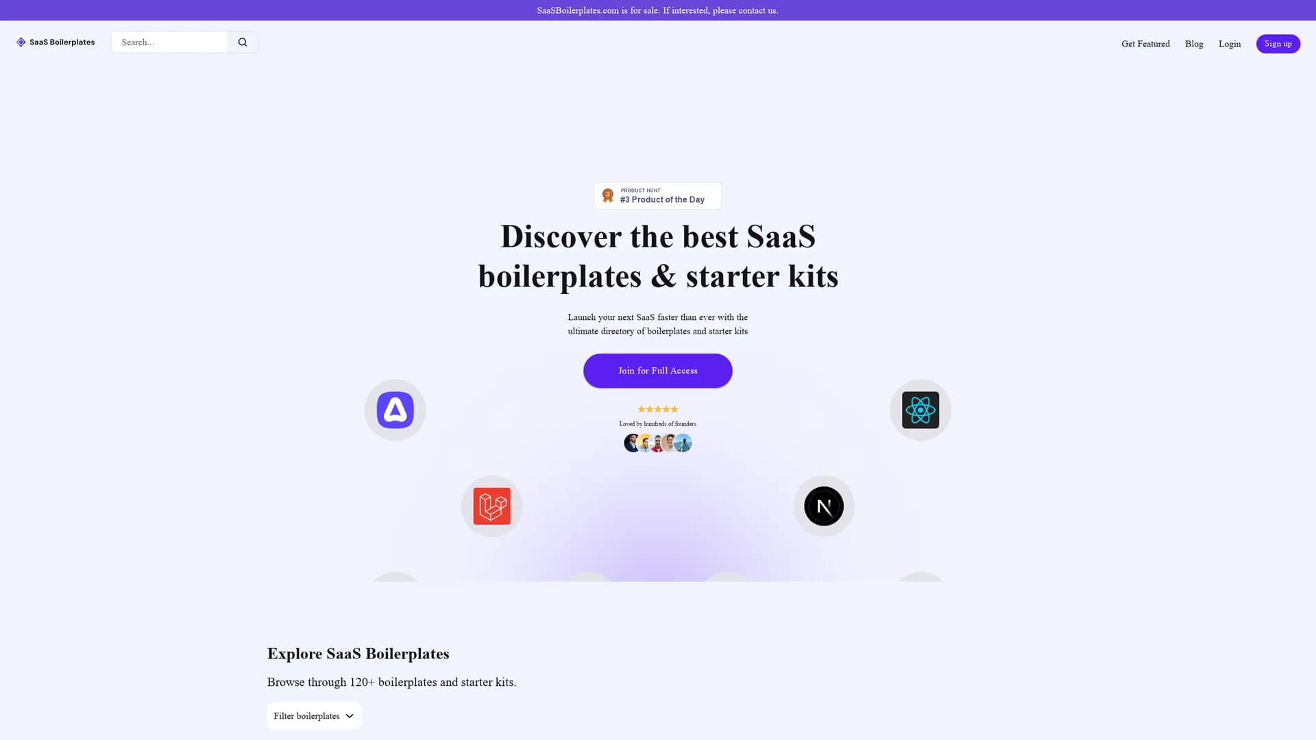 saas-boilerplates homepage