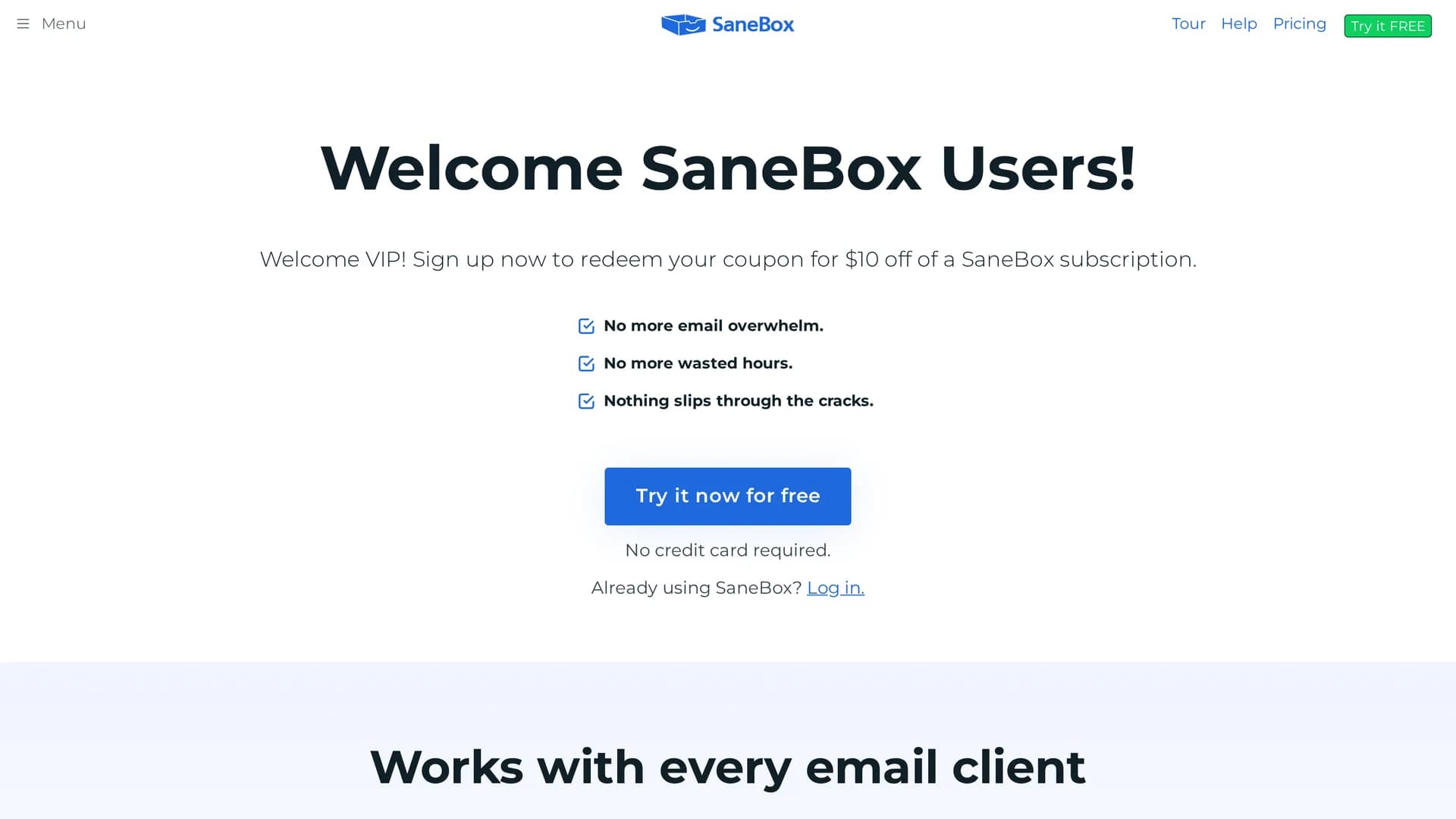 sanebox homepage