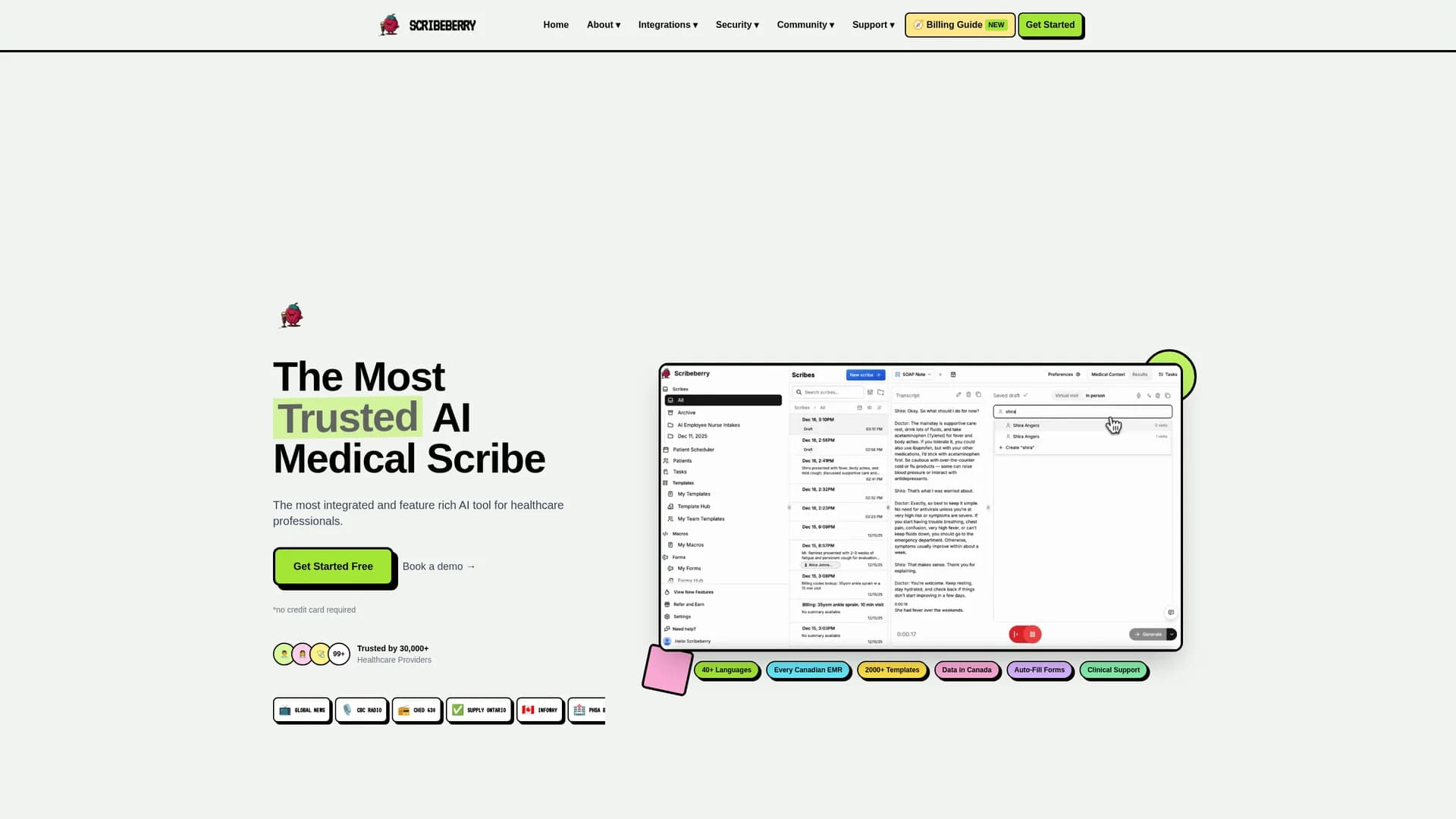 scribeberry homepage