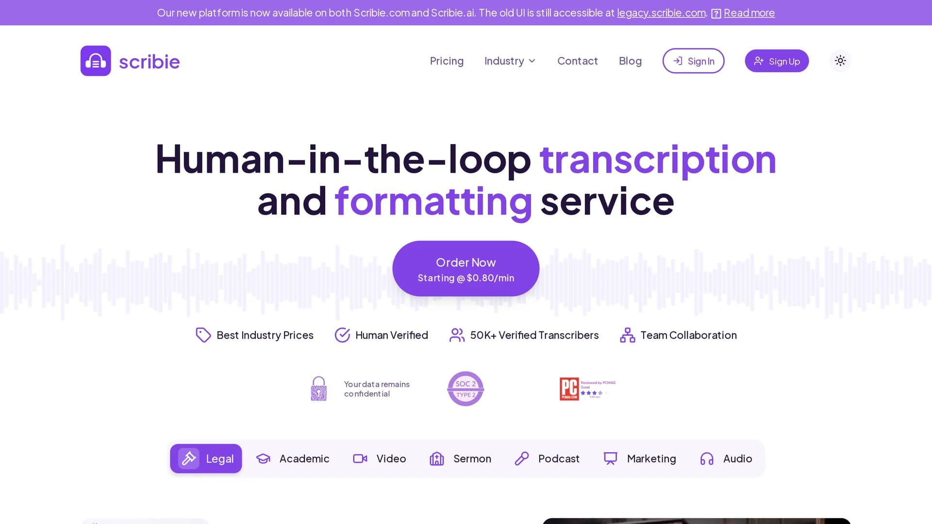scribie homepage