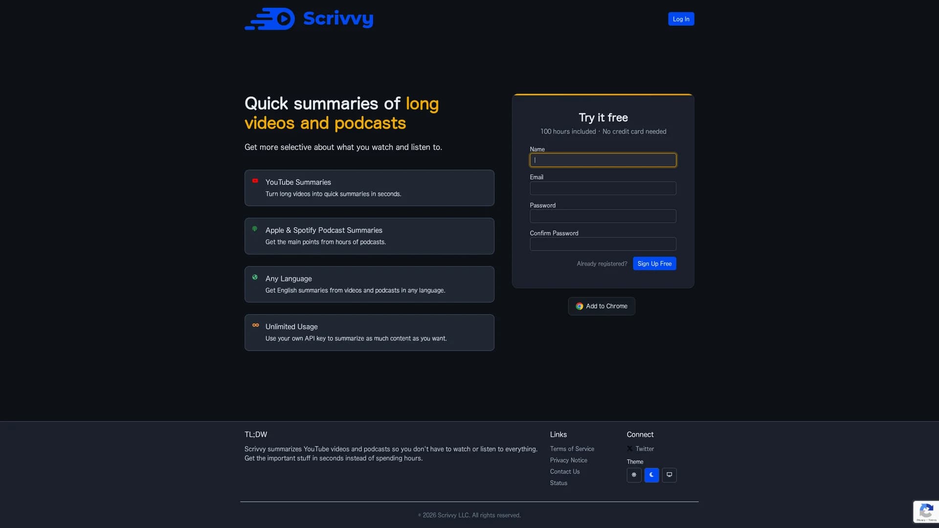 scrivvy homepage