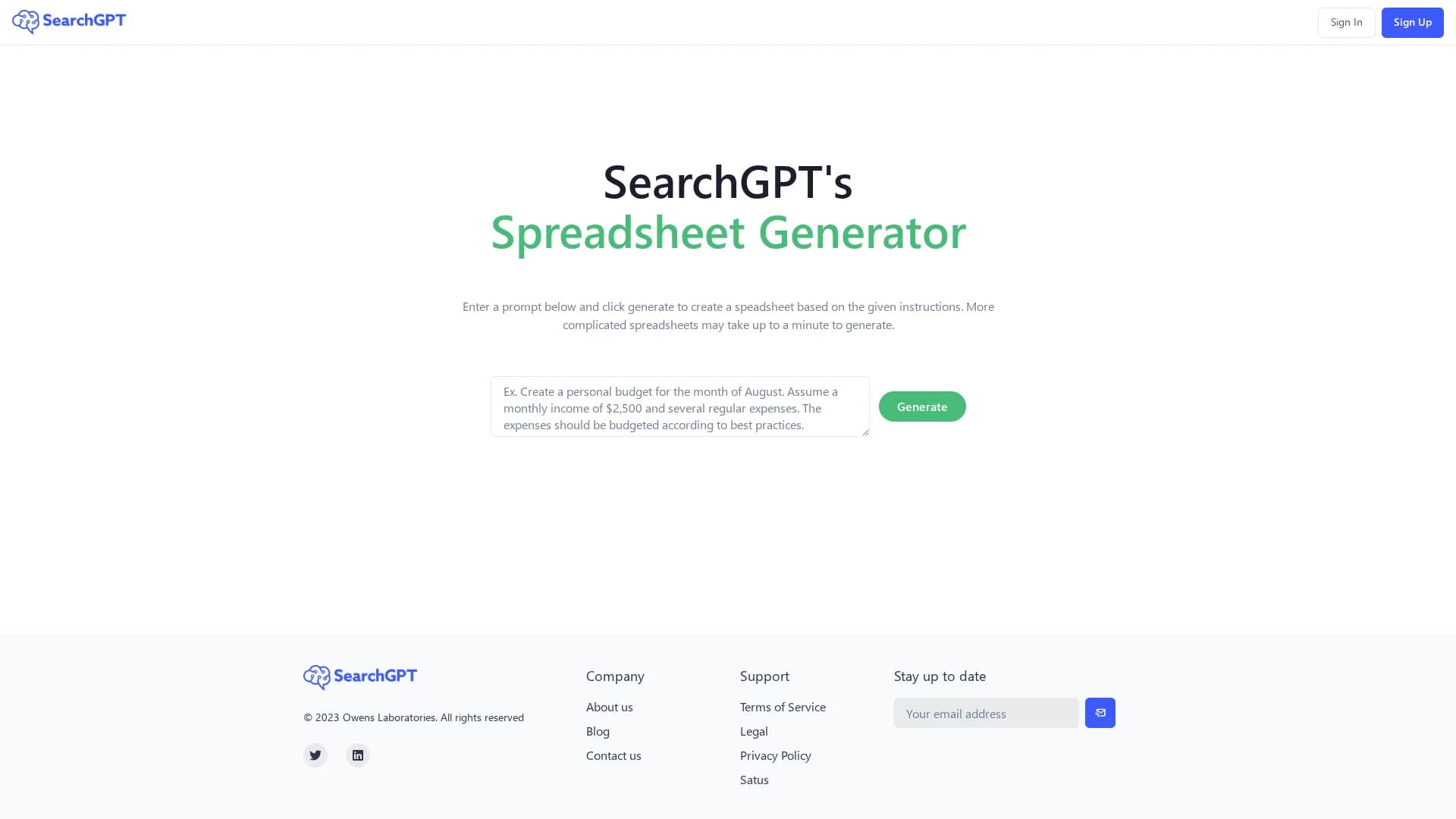 searchgpt homepage