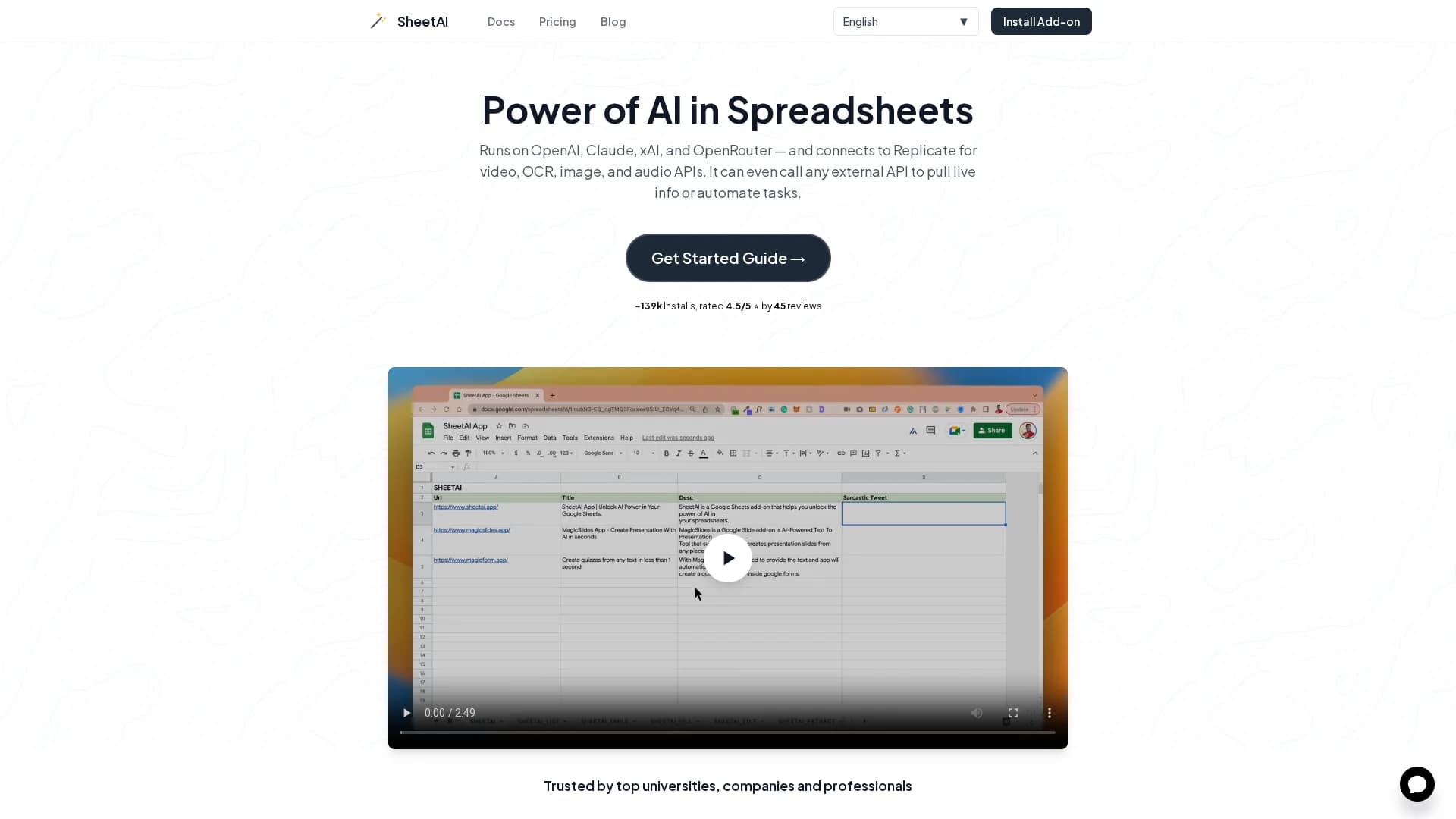 sheetai-app homepage