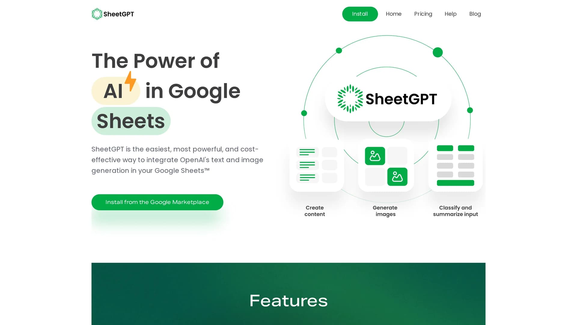 sheetgpt homepage