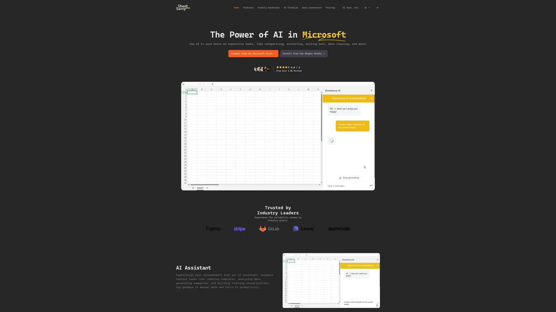 sheetsavvy-ai homepage
