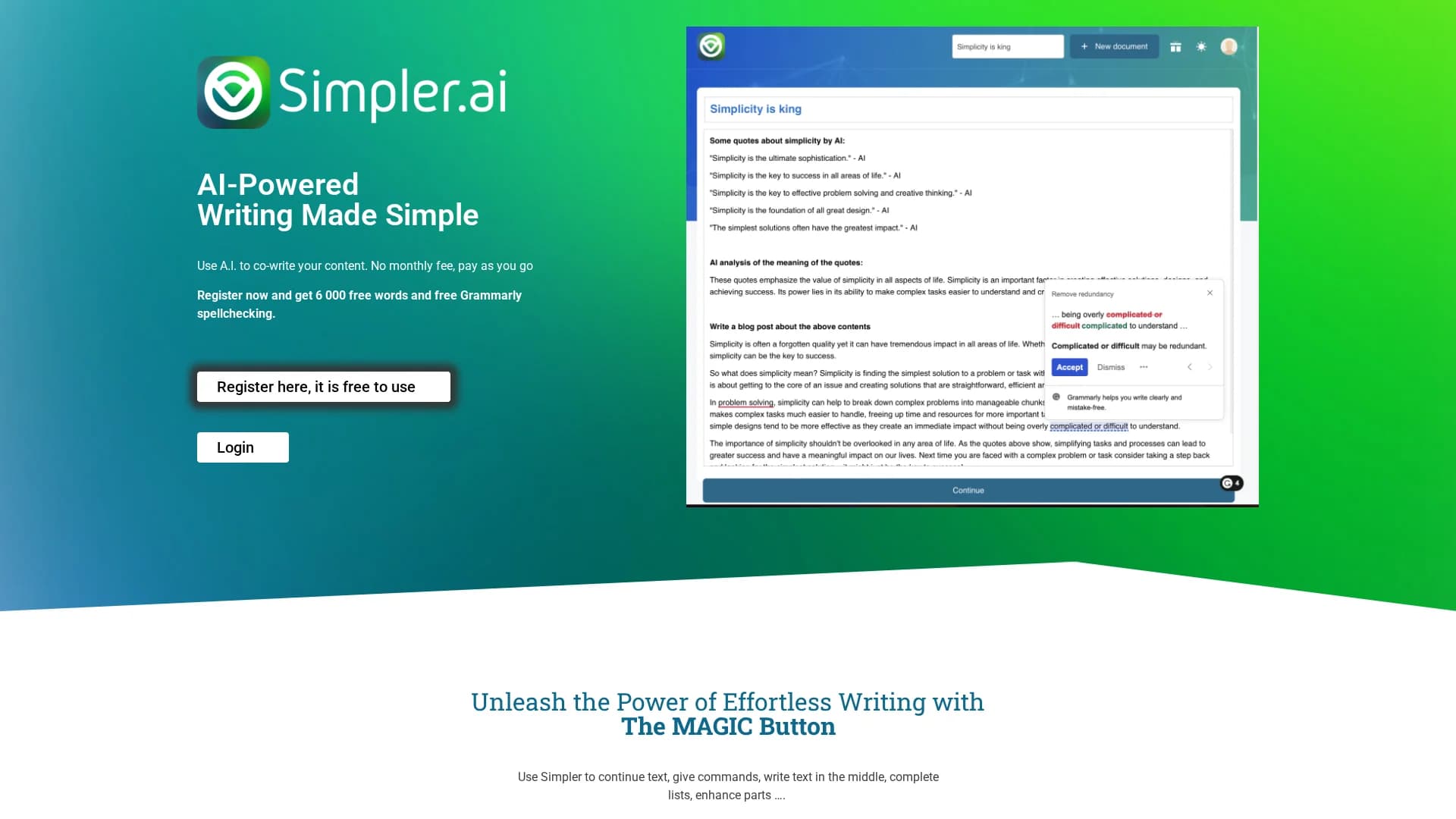 simpler-ai homepage