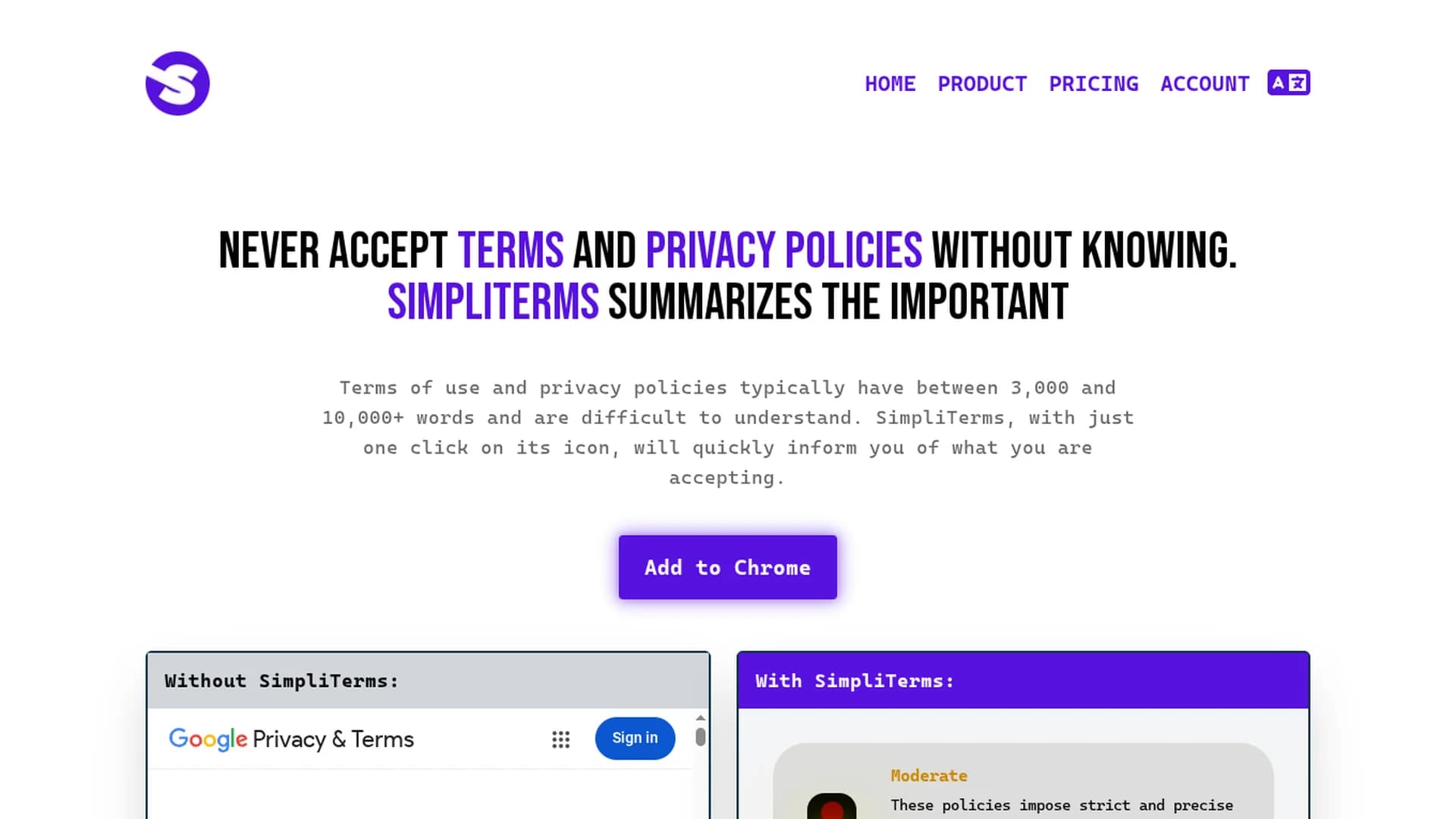 simpliterms homepage