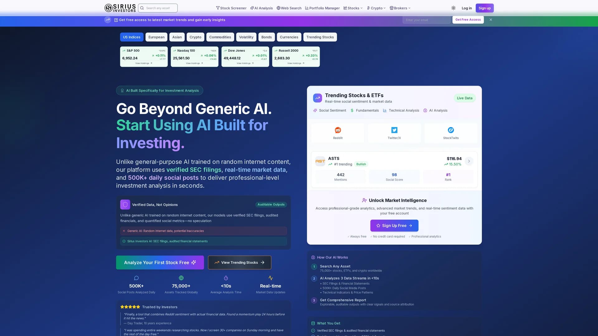 sirius-investors homepage