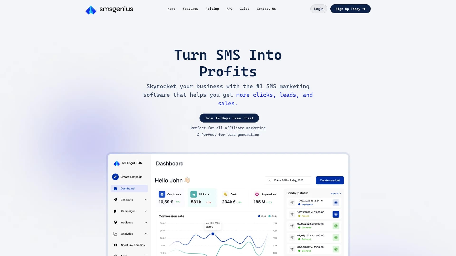 smsgenius homepage