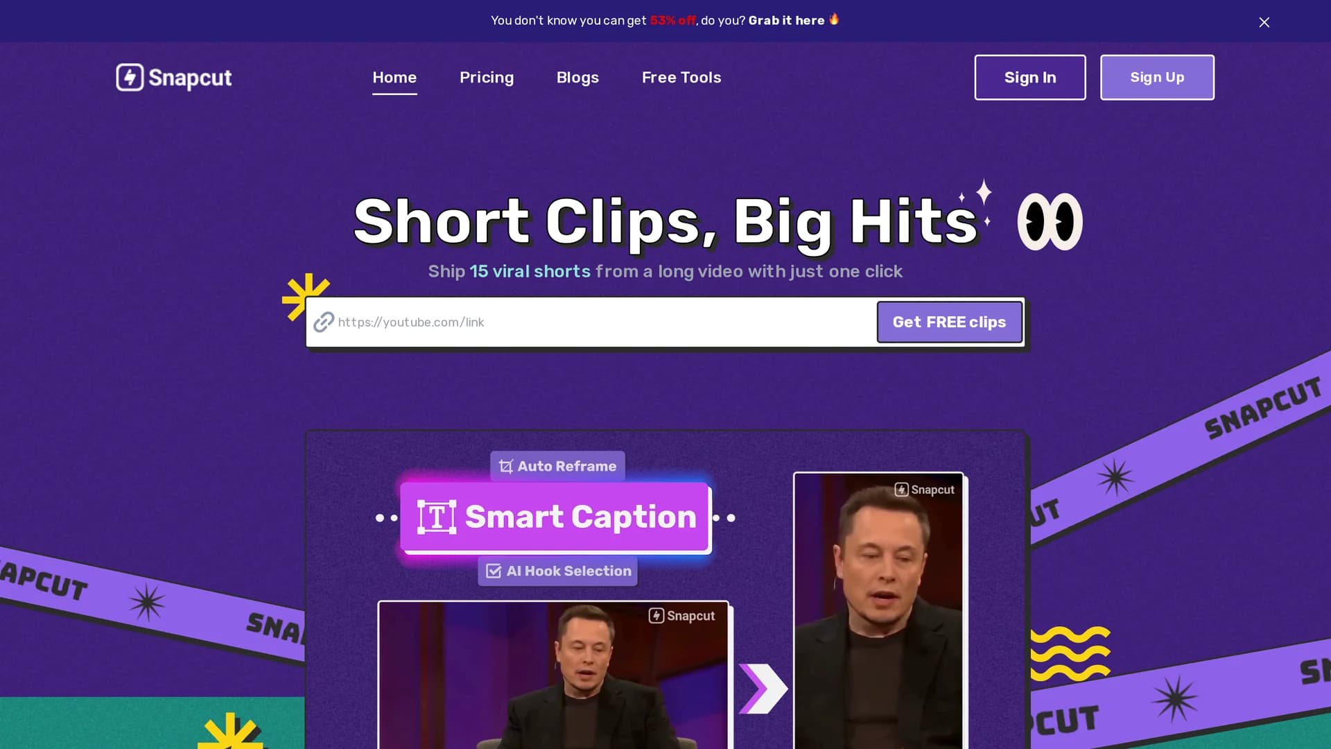 snapcut-ai homepage