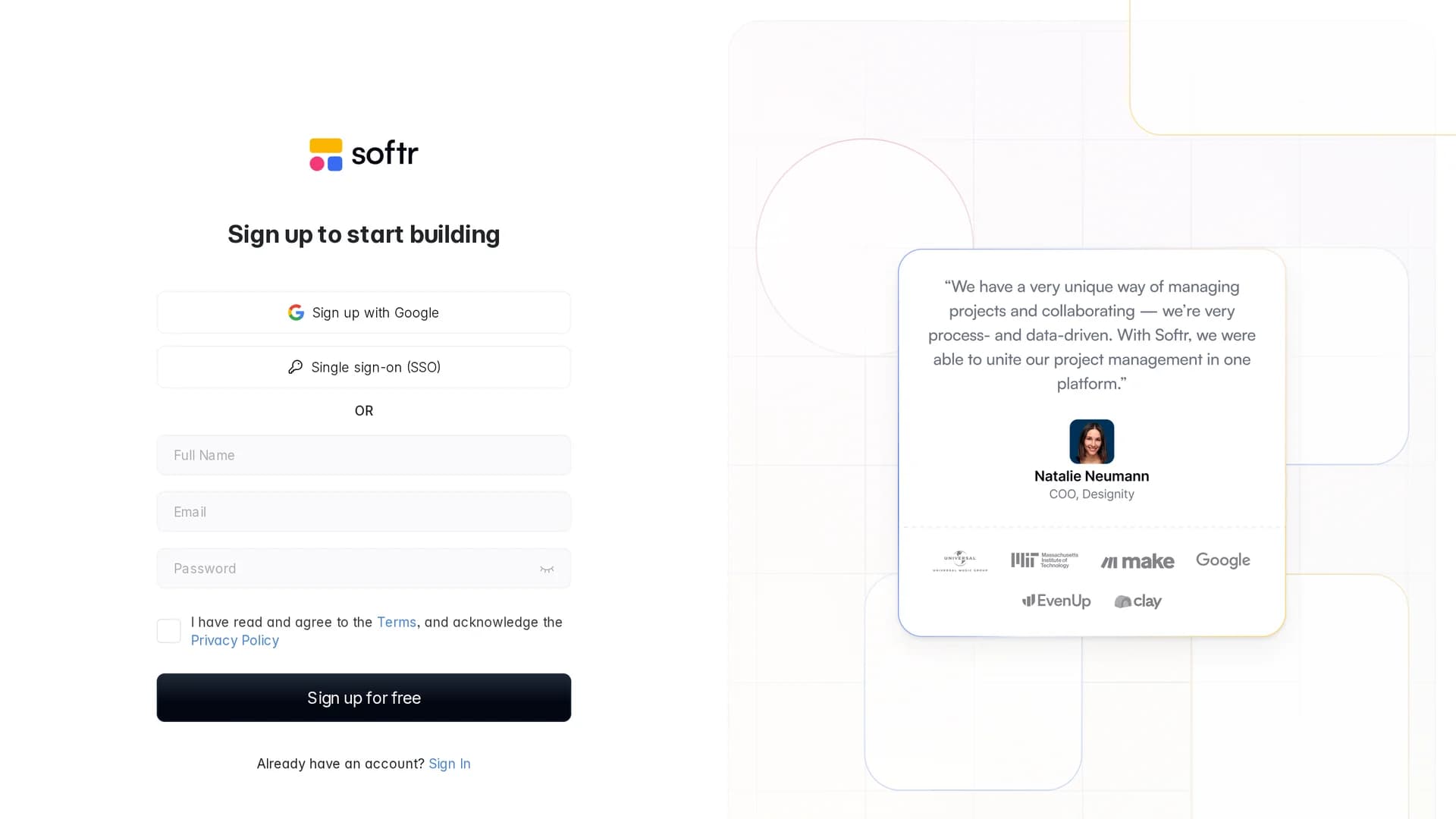 softr homepage