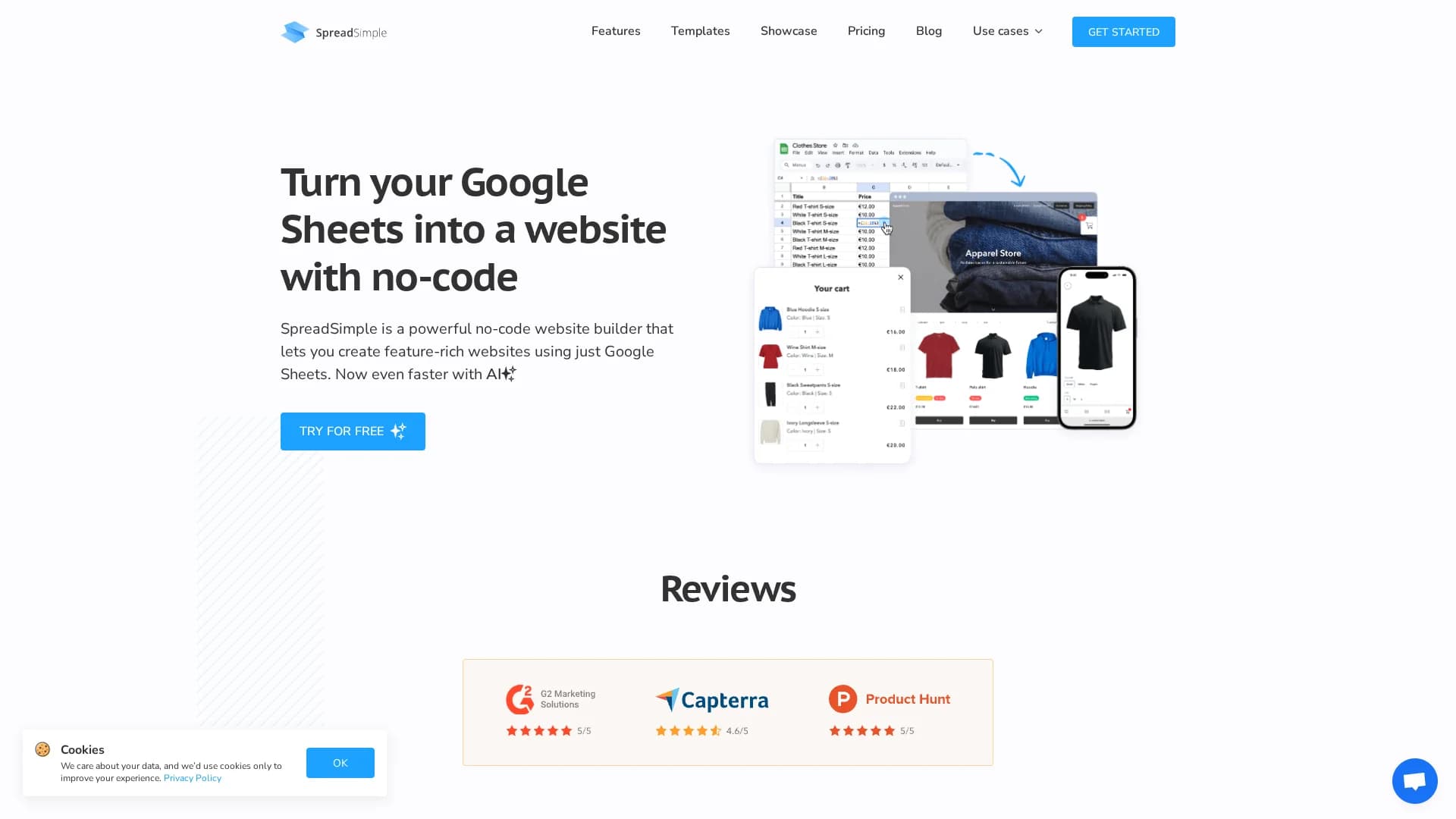 spreadsimple homepage