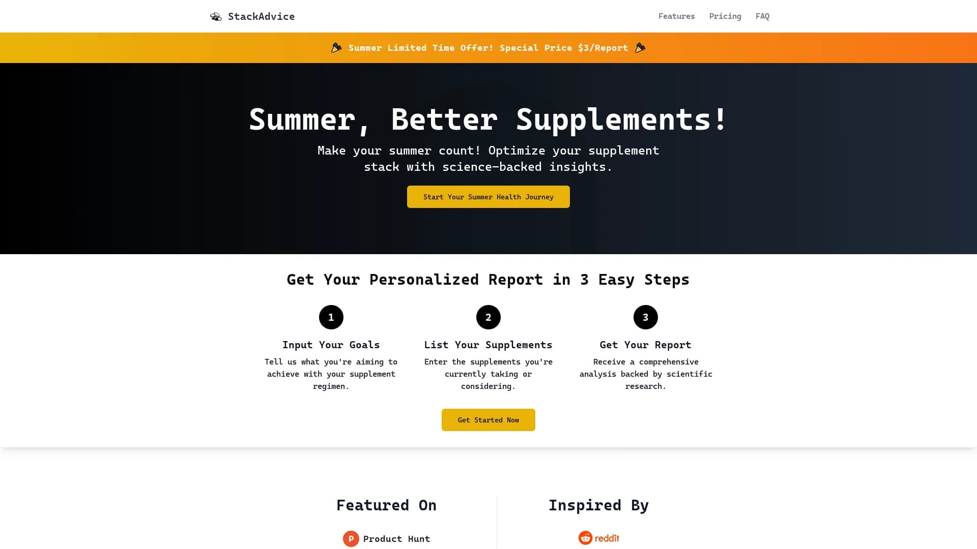 stackadvice-app homepage