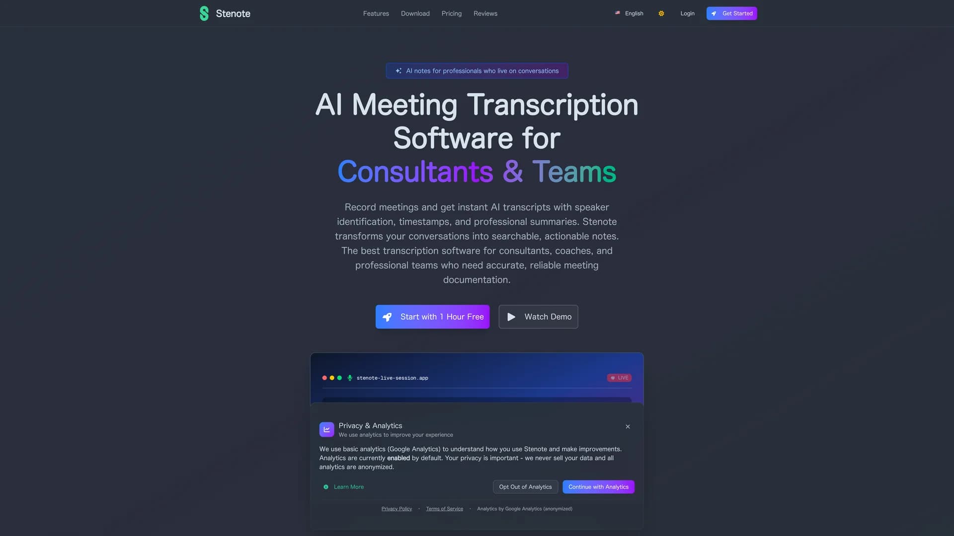 stenote homepage
