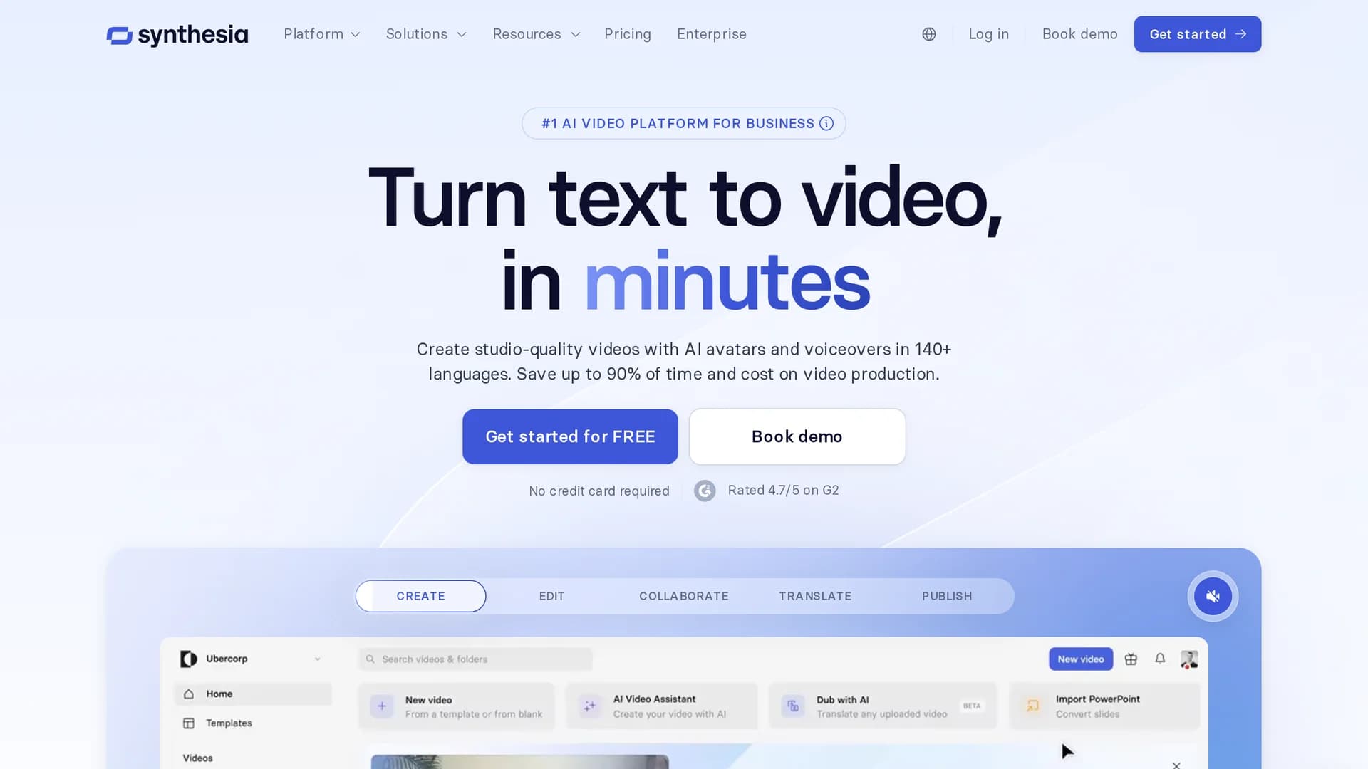 synthesia homepage